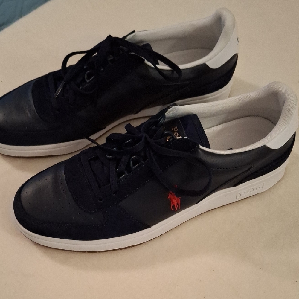 Polo by Ralph Lauren Men's Dark Blue and White Sneakers